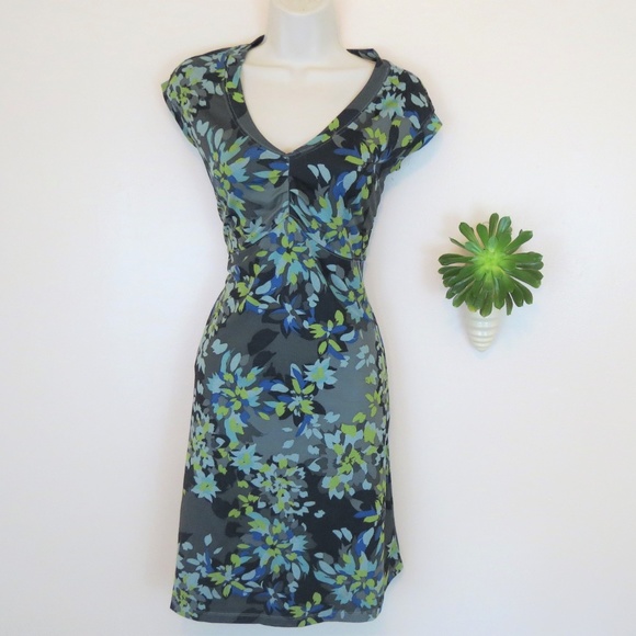REI Dresses & Skirts - REI Blue & Gray Floral Cotton Every Day Dress S
